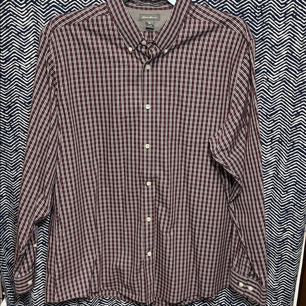 Eddie Bauer Maroon Plaid Men's Shirt